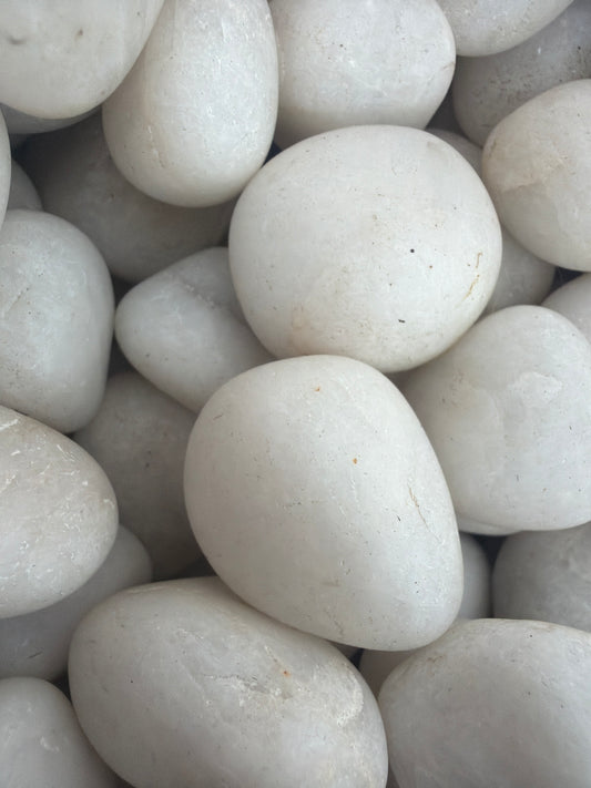 White polished pebbles
